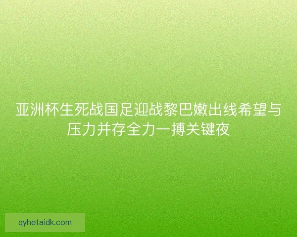 亚洲杯生死战国足迎战黎巴嫩出线希望与压力并存全力一搏关键夜
